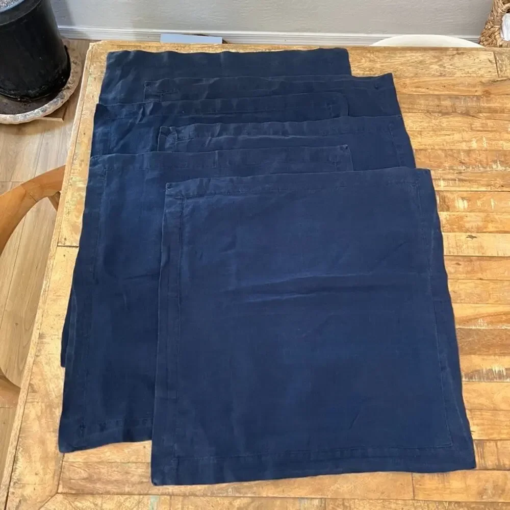 Napkin Set of 6 22in x 22in Navy Blue 100% Linen